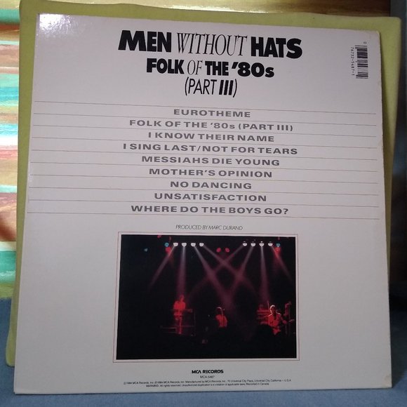Men Without Hats Folk Of The '80s Part III 1984 Vinyl record MINTY - Picture 2 of 4